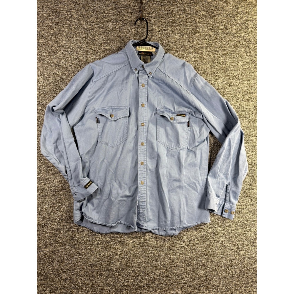 Workrite FR Westex UltraSoft Light Blue Western Work Shirt CAT 2 Mens 46-L LG-LN